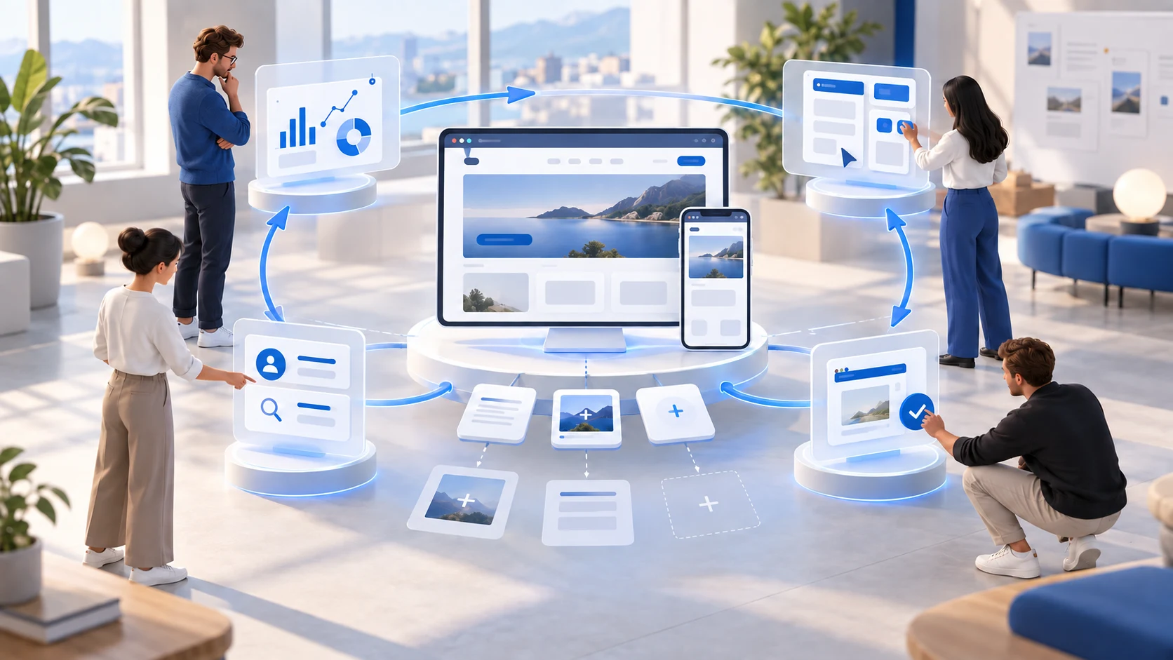 Équipe améliorant continuellement un site internet grâce à l’analyse des performances, aux ajustements et aux nouvelles opportunités.