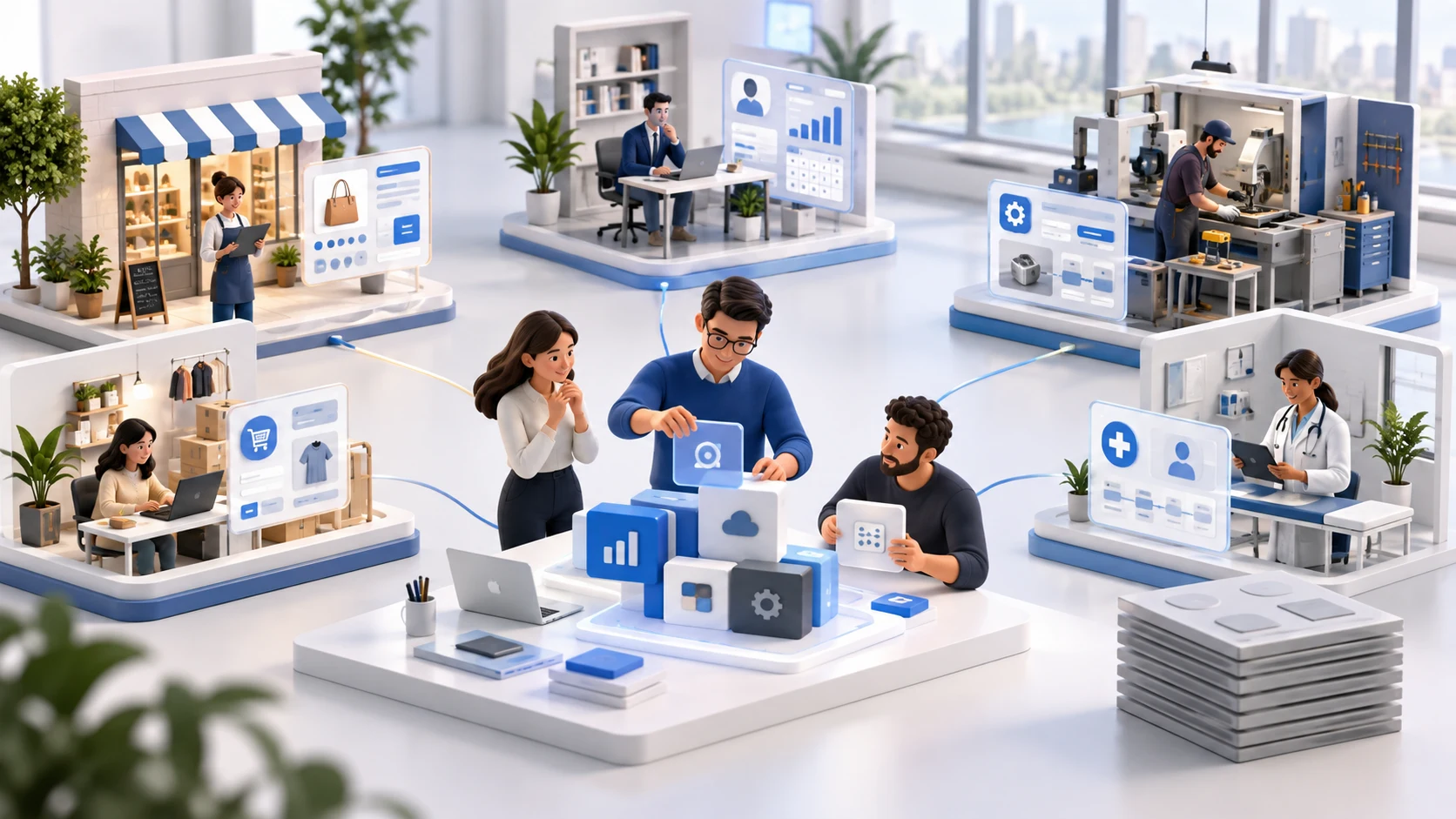 Différentes entreprises bénéficiant chacune d’une solution digitale adaptée à son activité et à ses besoins.